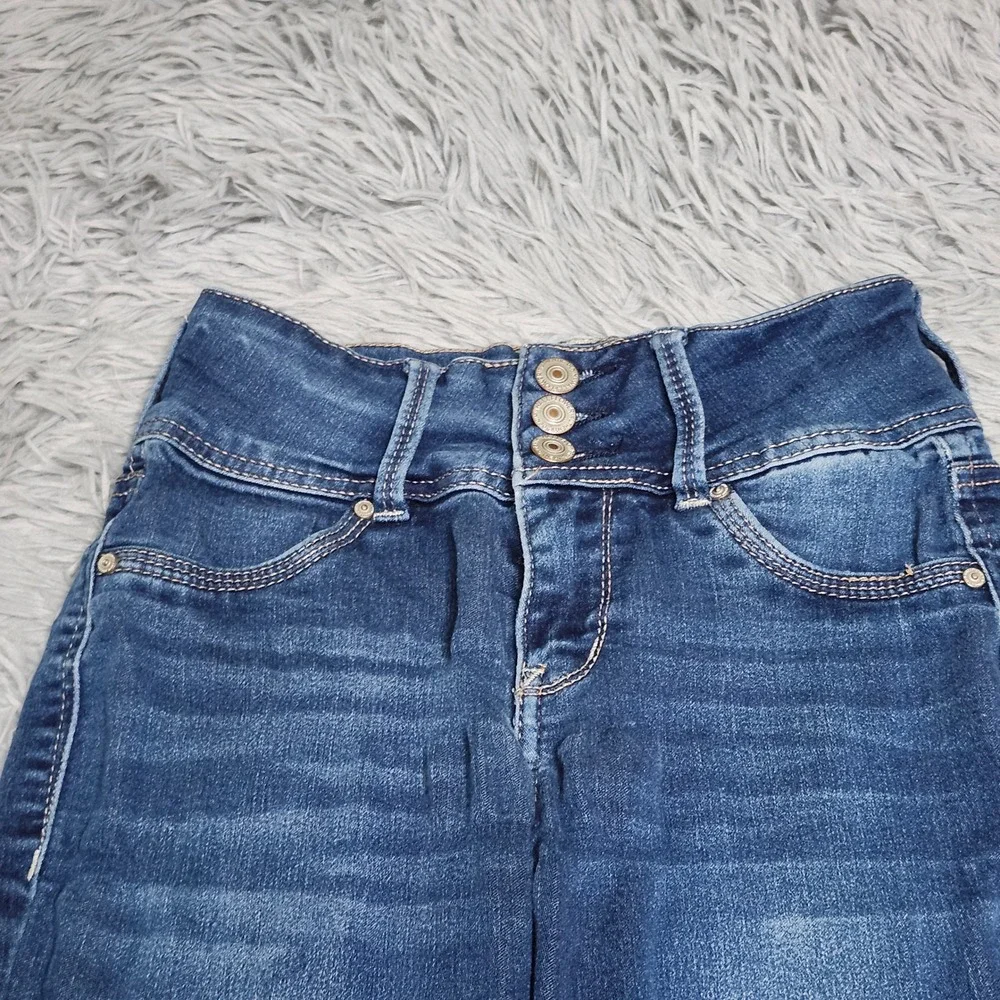 Wallflower Sassy Skinny Jeans Womens Juniors 0 Blue High Rise Denim‎ WFM10481S